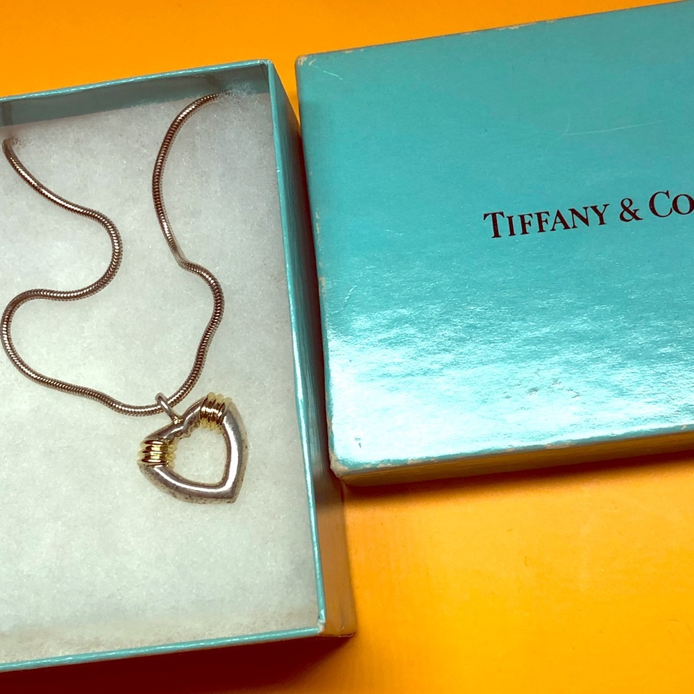 Vintage Silver and Gold Tiffany Heart Necklace